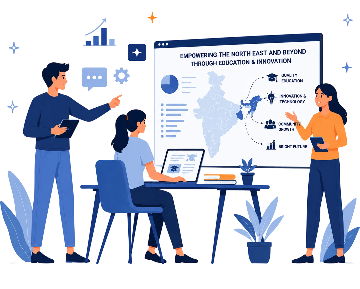 AI dashboard illustration representing Kyma AI's enterprise AI and SaaS platform
